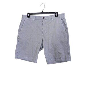 Gap 10 inch Shorts Mens Size 36 Gray White Railroad Stripe Cotton Stretch Pocket